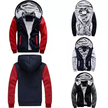 Флисовое пальто с капюшоном для мужчин, цветная лоскутная куртка больших размеров, верхняя одежда