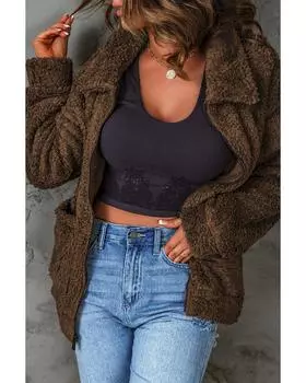 Флисовое повседневное пальто Azura Exchange с застежкой-молнией и карманами S красный