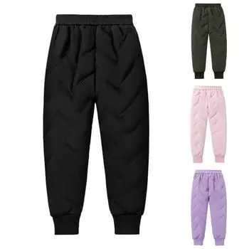 Флисовые брюки Yousheng для мальчиков, осенне-зимние, теплые, с толстой подкладкой, однотонные, с эластичной резинкой на талии, с карманами, свободные, повседневные, с манжетами, для детей ясельного возраста, длинные брюки до щиколотки 130cm чёрный