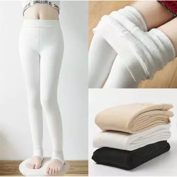 Флисовые колготки для девочек, утолщенные чулки, зимние колготки для детей, теплые детские колготки для танцев для малышей M 90-105CM белый