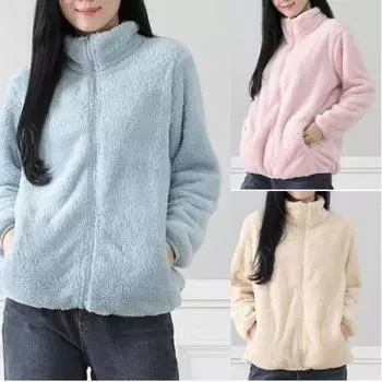 Флисовые куртки Плюс Флисовые теплые зимние куртки для женщин Новые рубашки с длинными рукавами Кардиганы Уличные женские пальто XL чёрный