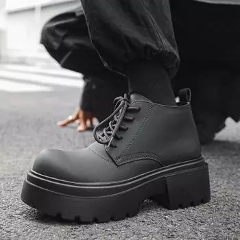 Флисовые мужские ботинки Ботинки армейские ботинки Мартин Ботинки в британском стиле с высоким берцем Корейская версия Универсальные ботинки локомотива 6028-T 38 чёрный