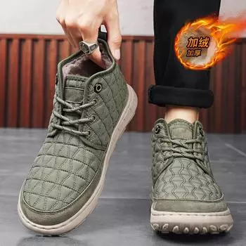 Флисовые осенне-зимние новые мужские ботинки большого размера флисовые северо-восточные хлопковые ботинки высокие мужские утепленные зимние ботинки 38
