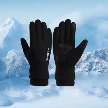Флисовые перчатки в корейском стиле, сохраняющие тепло, варежки для велоспорта, эластичные зимние теплые перчатки для верховой езды Black-Women