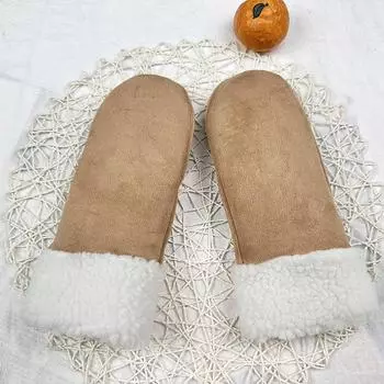 Флисовые перчатки женские студенческие утолщенные оленьего флиса теплые и холодостойкие набивные перчатки хаки