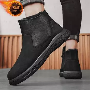 Флисовые повседневные хлопковые ботинки, мужские зимние новые высокие утолщенные хлопковые туфли, мужские модные черные теплые туфли 39