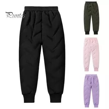 Флисовые штаны для мальчиков, осень-зима, теплая толстая подкладка, однотонные, с эластичной резинкой на талии, с карманами, свободные повседневные детские брюки до щиколотки с манжетами 130cm чёрный