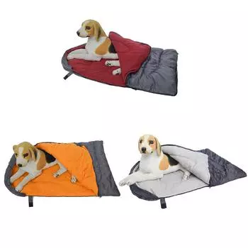 Флисовые спальные мешки для собак, зимние теплые кемпинговые кровати для собак, водонепроницаемые спальные мешки для собак, моющиеся на молнии для походов на открытом воздухе оранжевый