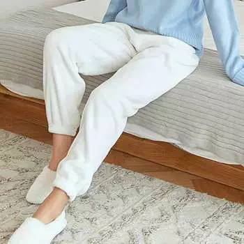 Флисовые теплые брюки, женские зимние толстые удобные брюки, однотонные повседневные свободные домашние пижамные брюки S чёрный