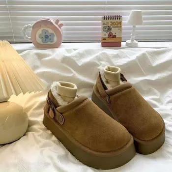 Флисовые, теплые и усиленные хлопковые туфли, женские 2024 года, осень-зима, новая мода, толстый низ, два ношения, сумка Birkenstock, голова, половина, перетаскивание 35