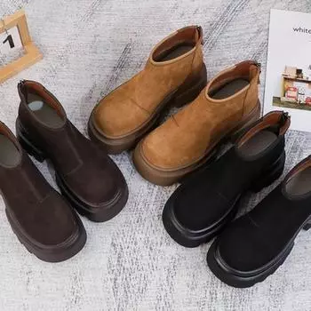 Флисовые теплые зимние ботинки женские 2024 новые модные и удобные короткие ботинки нишевый дизайн sense Martin boots tide 35 чёрный