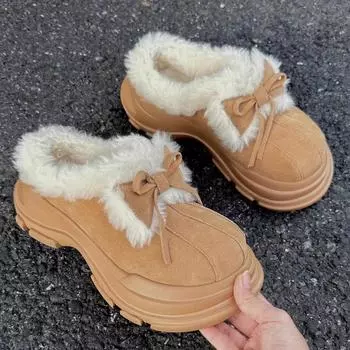 Флисовые теплые зимние ботинки женские нишевый дизайн чувство моды и комфорта повседневные ботинки интегрированный мех ленивые волосы перетаскивание прилив 35