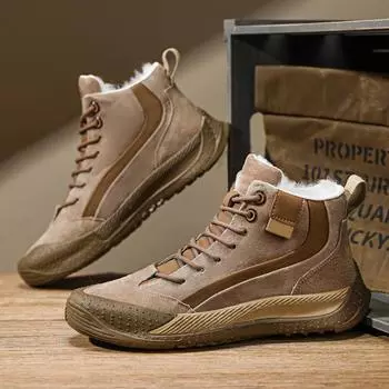 Флисовые толстые мужские зимние ботинки теплые шнурованные уличные зимние ботинки из хлопка мужская северо-восточная хлопковая обувь 39 хаки