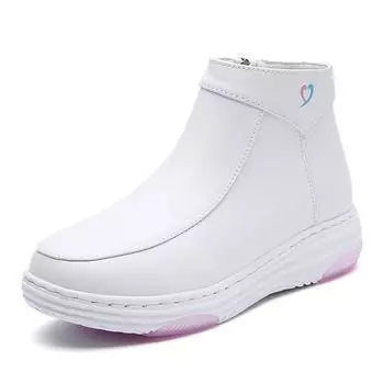 Флисовые туфли медсестры женские на мягкой подошве белые зимние хлопковые туфли осенне-зимние ботинки не утомляют ноги, нескользящие на толстой подошве медицинские туфли 34 standard code