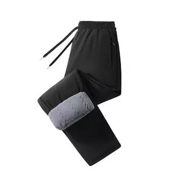 Флисовые Утепленные Повседневные Хлопковые Брюки для Зимы Мужские Ветрозащитные Холодостойкие Брюки До Колена Довольно Теплые Брюки Носить Прямые Брюки-Леггинсы для Верхней Одежды L