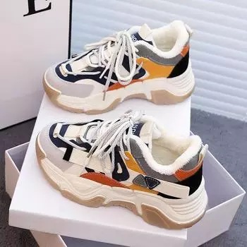 Флисовые утолщенные папины туфли осенне-зимняя обувь женская теплая женская обувь универсальная мягкая подошва легкие кроссовки 35 синий