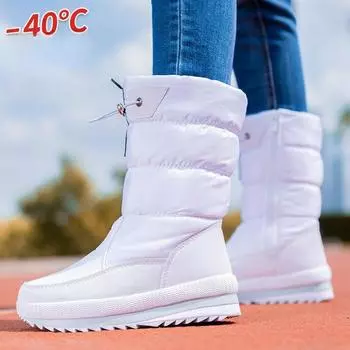 Флисовые женские зимние ботинки, нескользящие, теплые, средней толщины, утолщенные, повседневные, хлопковые ботинки, нескользящие, большого размера, женская хлопковая обувь 36