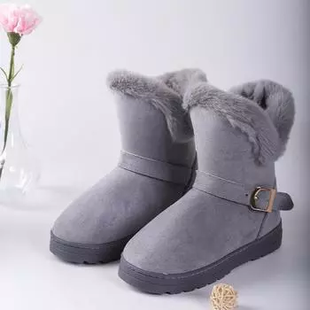 Флисовые зимние сапоги, повседневные женские зимние ботинки на меху, утолщенные нескользящие плюшевые ботильоны, женские туфли 34 чёрный