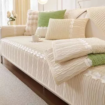 Флисовый чехол для дивана, нескользящий полосатый плед, подходит для домашних животных, можно стирать в стиральной машине, полиэстер, для одно-, двух-, трех- и четырехместных диванов 90 * 120Cm