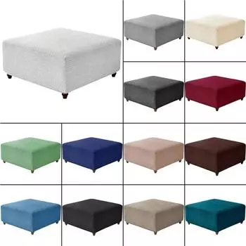 Флисовый чехол для пуфика, утолщенный эластичный чехол для хранения табуретов, чехлы, универсальный прямоугольный защитный чехол для подставки для ног, домашний декор S белый