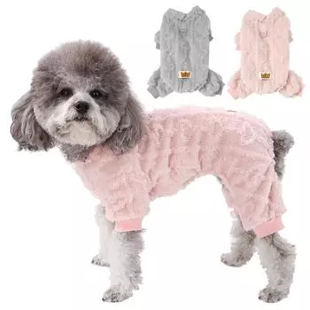 Флисовый комбинезон для щенков, осенне-зимняя одежда для маленьких собак, комбинезоны, пижамы, милый принт, чихуахуа, йоркширский костюм для домашних животных XS серый