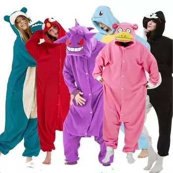 Флисовый комбинезон кигуруми с черным и белым медведем для взрослых, женская пижама с героями мультфильмов для Хэллоуина, комбинезоны, пижама для мужчин, костюм для косплея S