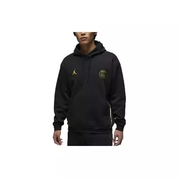 Флисовый пуловер с капюшоном и логотипом Jordan x Paris Saint-Germain (Азия) Черная/желтая мужская уличная одежда DV0612-010