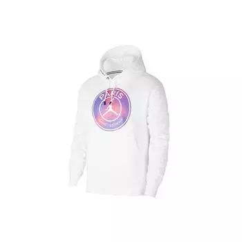 Флисовый пуловер с капюшоном Jordan Paris Saint-Germain, мужские топы белого цвета CZ0816-100 S