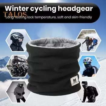 Флисовый шарф для шеи для мужчин и женщин, зимний шарф для лица, утеплитель для лыж, для холодной погоды, для занятий спортом на открытом воздухе, для катания на лыжах чёрный