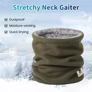Флисовый шарф для шеи для мужчин и женщин, зимний шарф для лица, утеплитель для лыж, для холодной погоды, для занятий спортом на открытом воздухе, для катания на лыжах чёрный