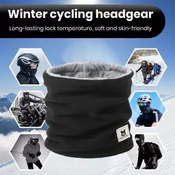 Флисовый шарф для шеи для мужчин и женщин, зимний шарф для лица, утеплитель для лыж, для холодной погоды, для занятий спортом на открытом воздухе, для катания на лыжах чёрный