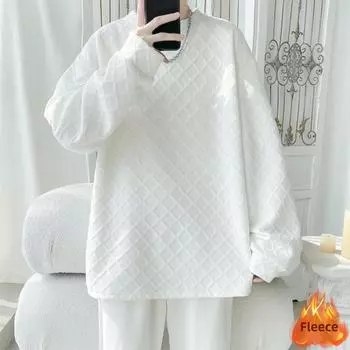 Флисовый свитер мужской Guochao простая утолщенная термокуртка зимняя свободная и универсальная одежда для пар флисовая куртка мужская M