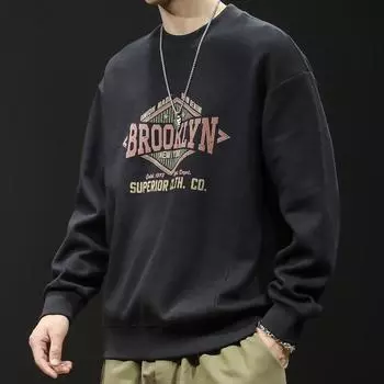 Флисовый свитер с круглым вырезом для мужчин, осенне-зимняя мужская одежда, модный мужской топ большого размера с длинными рукавами, осень M темно-серого