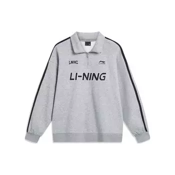 Флисовый свитер с принтом букв из серии Li Ning Sports Lifestyle, толстовка унисекс, цветочно-серый AWDTB35-4 L