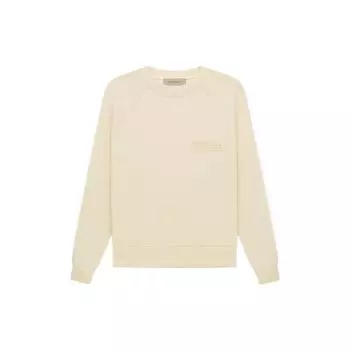 Флисовый свитшот с круглым вырезом Fear of God Essentials и бархатным логотипом, мужские топы цвета яичной скорлупы FOG-FW22-099 M