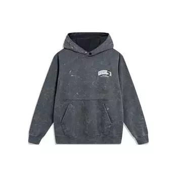 Флисовый свободный свитер с капюшоном и принтом букв Li Ning Wade Series, длинный рукав, мужская толстовка, цвет холодный-песочно-черный AWDU015-5 S