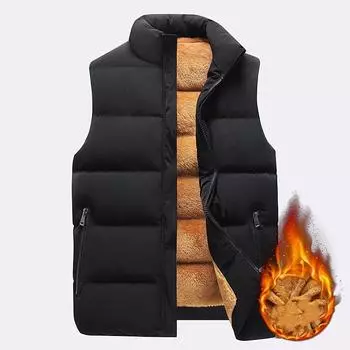 Флисовый теплый жилет, пальто, мужской толстый хлопковый жилет, мужской осенне-зимний жилет, мужской жилет из овечьей шерсти и хлопка, мужской жилет 6XL чёрный