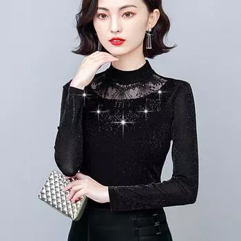 Флисовый топ, полуводолазка, нижняя рубашка, зимняя новая нижняя рубашка, женская футболка, внутри M