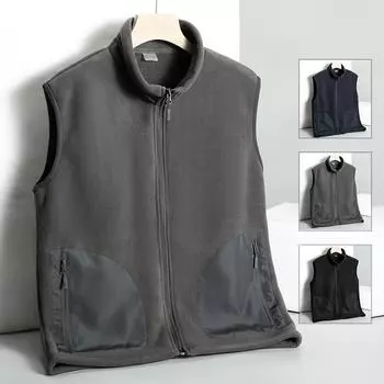 Флисовый жилет для мужчин на осень и зиму, ветрозащитный воротник-стойка, теплый кардиган, жилет, куртка для мужчин L