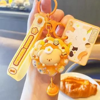 Floating Dog Whimsical Donut Keychain Made From Resin In Cheerful Color Options For Gifts