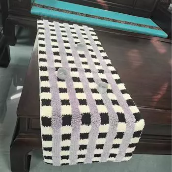 Flocked Bedside Mat Carpet Bedroom Living Room Non-slip Bathroom Decorative Carpet Checkerboard Plush Foot Mat 50x150cm чёрный