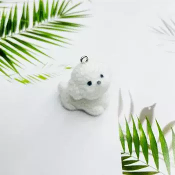 Флокирование смолы животных пушистый медведь собака щенок смолы подвески милые куклы подвески для ожерелья серьги брелок DIY ювелирные изделия сделать L