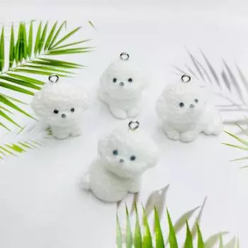 Флокирование смолы животных пушистый медведь собака щенок смолы подвески милые куклы подвески для ожерелья серьги брелок DIY ювелирные изделия сделать L