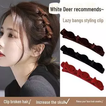 Флокированная плетеная шпилька для волос: Стильная заколка для челки и боков, однотонная, для детей и взрослых. F1233 красный