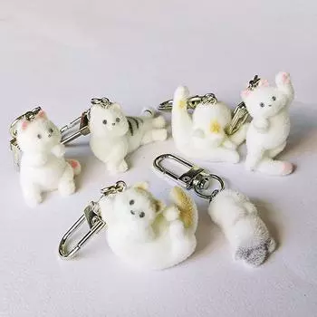 Флокированная смола креативный трехмерный милый брелок для ключей с изображением кота, мультяшного животного, утки, гексацератопса, подвески для сумки, украшения для камеры A12
