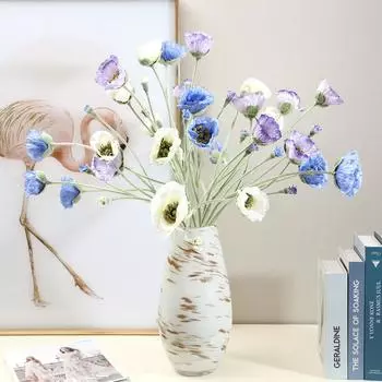 Флокированный мак имитация цветов для украшения гостиной дома искусственные цветочные украшения 65cm белый