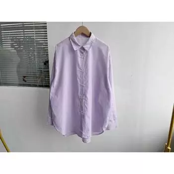 Floor 10A-3 Stripes Stylish Spring and Summer Shirt Idle Style Loose All-Matching Top Minimalist Base Y25-3 Purple Stripes M
