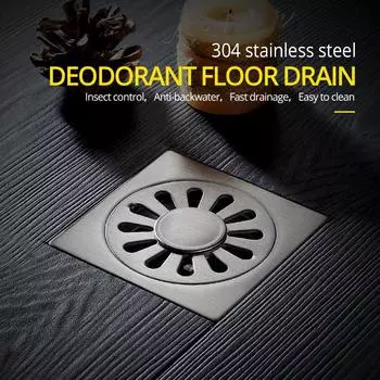 Floor Drains 10cm Stainless steel Floor Drain Bathroom Kitchen Shower Double anti-odor Floor Drain Square Bath Drain BS-811510