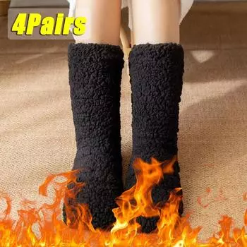 Носки для пола Взрослые Теплые Носки для сна Зимние Снежные Носки Домашние Ежемесячные Носки Носки для ног Ковровые Носки Носки-тапочки Длинные Носки 1Pair белый