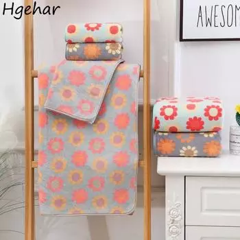 Floral Bath Towels Sunflower Practical Durable Strong Water Absorption Tender Comfortable Skin-friendly Adults Household Simple 140x70cm темно-серого